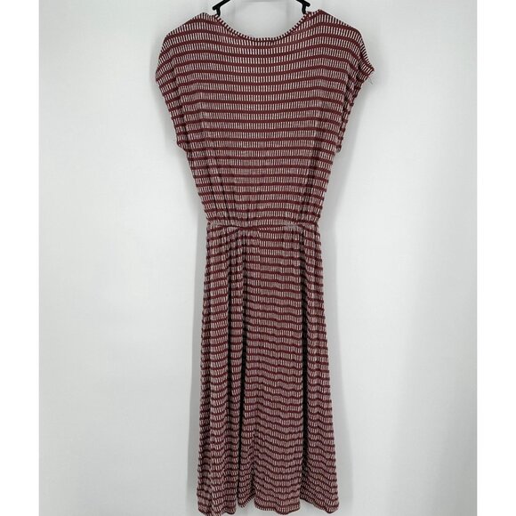 Caution to the Wind Dress Wrap Size Medium Maroon & White Midi - Picture 2 of 7